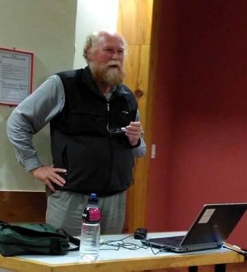 Dr Hugh Robertson speaking to members and guests of the Rimutaka Forest Park Trust at their AGM last night.