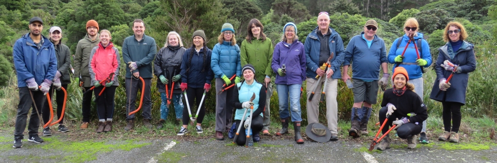 Ministry for Environment team photo taken before work stated on their Volunteer Day down at the Catchpool Valley.